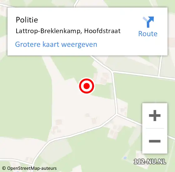 Locatie op kaart van de 112 melding: Politie Lattrop-Breklenkamp, Hoofdstraat op 14 september 2024 12:52