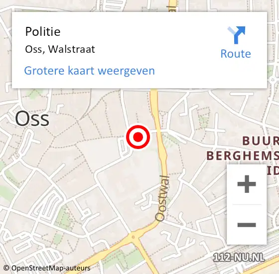 Locatie op kaart van de 112 melding: Politie Oss, Walstraat op 14 september 2024 13:09