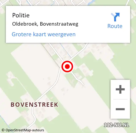 Locatie op kaart van de 112 melding: Politie Oldebroek, Bovenstraatweg op 14 september 2024 13:16