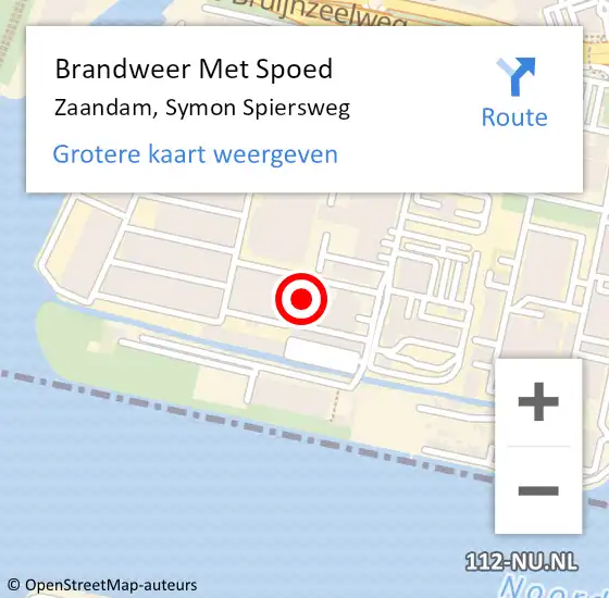 Locatie op kaart van de 112 melding: Brandweer Met Spoed Naar Zaandam, Symon Spiersweg op 14 september 2024 13:17