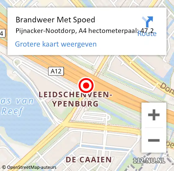 Locatie op kaart van de 112 melding: Brandweer Met Spoed Naar Pijnacker-Nootdorp, A4 hectometerpaal: 47,2 op 14 september 2024 13:24