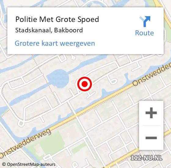 Locatie op kaart van de 112 melding: Politie Met Grote Spoed Naar Stadskanaal, Bakboord op 14 september 2024 13:26