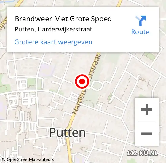 Locatie op kaart van de 112 melding: Brandweer Met Grote Spoed Naar Putten, Harderwijkerstraat op 14 september 2024 13:33