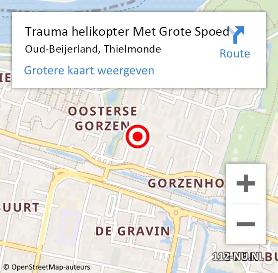 Locatie op kaart van de 112 melding: Trauma helikopter Met Grote Spoed Naar Oud-Beijerland, Thielmonde op 14 september 2024 13:33