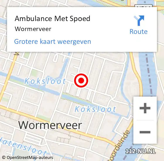 Locatie op kaart van de 112 melding: Ambulance Met Spoed Naar Wormerveer op 14 september 2024 13:37