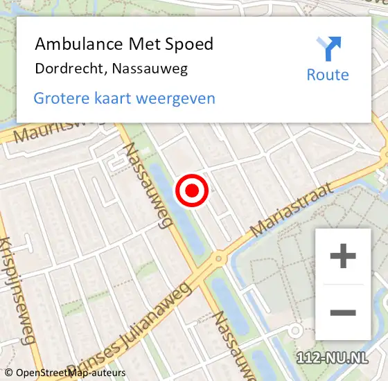 Locatie op kaart van de 112 melding: Ambulance Met Spoed Naar Dordrecht, Nassauweg op 14 september 2024 13:43