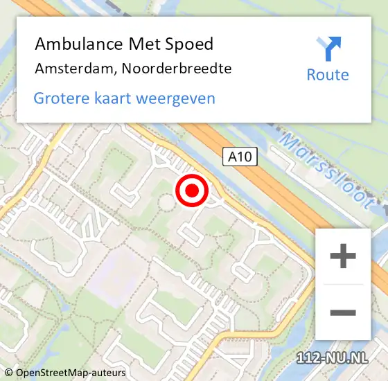 Locatie op kaart van de 112 melding: Ambulance Met Spoed Naar Amsterdam, Noorderbreedte op 14 september 2024 13:54