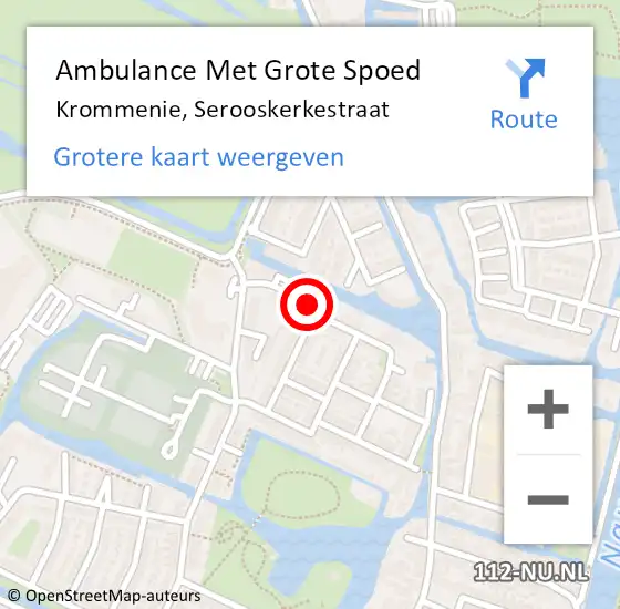 Locatie op kaart van de 112 melding: Ambulance Met Grote Spoed Naar Krommenie, Serooskerkestraat op 14 september 2024 14:01