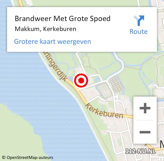 Locatie op kaart van de 112 melding: Brandweer Met Grote Spoed Naar Makkum, Kerkeburen op 20 oktober 2014 08:03