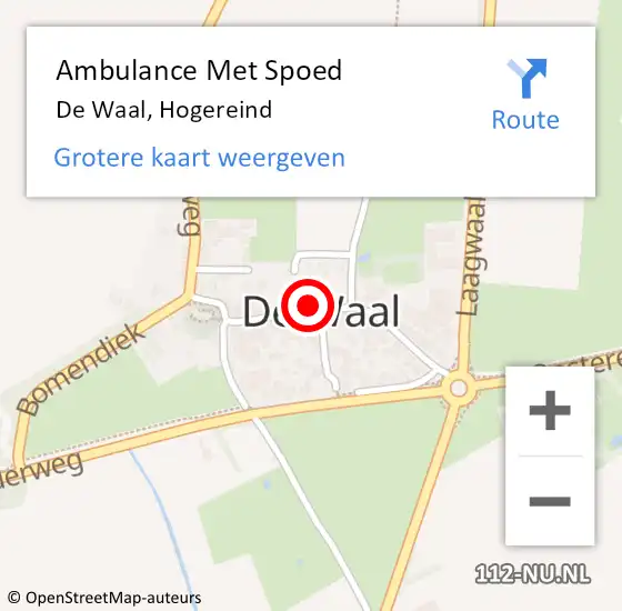 Locatie op kaart van de 112 melding: Ambulance Met Spoed Naar Waal, Hogereind op 14 september 2024 14:55