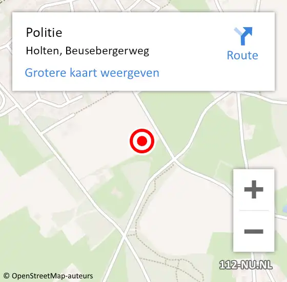 Locatie op kaart van de 112 melding: Politie Holten, Beusebergerweg op 14 september 2024 14:59