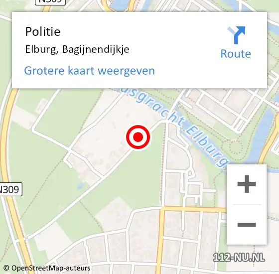 Locatie op kaart van de 112 melding: Politie Elburg, Bagijnendijkje op 14 september 2024 15:26