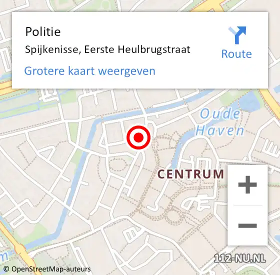 Locatie op kaart van de 112 melding: Politie Spijkenisse, Eerste Heulbrugstraat op 14 september 2024 15:27