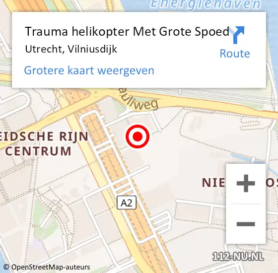 Locatie op kaart van de 112 melding: Trauma helikopter Met Grote Spoed Naar Utrecht, Vilniusdijk op 14 september 2024 15:39