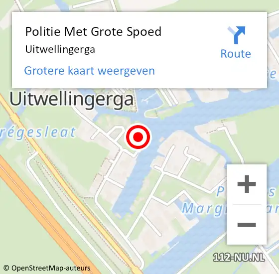 Locatie op kaart van de 112 melding: Politie Met Grote Spoed Naar Uitwellingerga op 14 september 2024 15:45