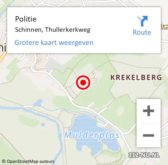 Locatie op kaart van de 112 melding: Politie Schinnen, Thullerkerkweg op 14 september 2024 15:48