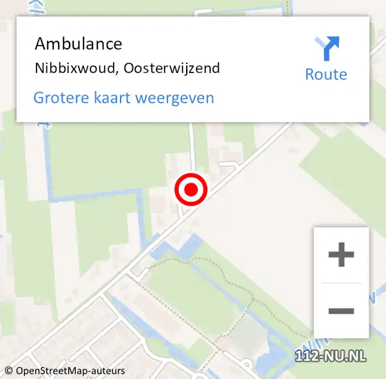 Locatie op kaart van de 112 melding: Ambulance Nibbixwoud, Oosterwijzend op 14 september 2024 15:59