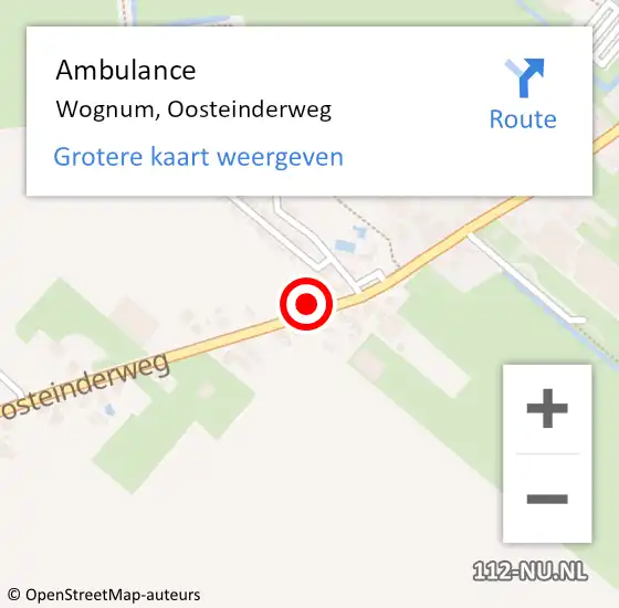 Locatie op kaart van de 112 melding: Ambulance Wognum, Oosteinderweg op 14 september 2024 15:59