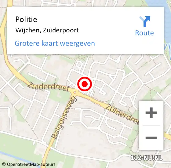 Locatie op kaart van de 112 melding: Politie Wijchen, Zuiderpoort op 14 september 2024 16:00