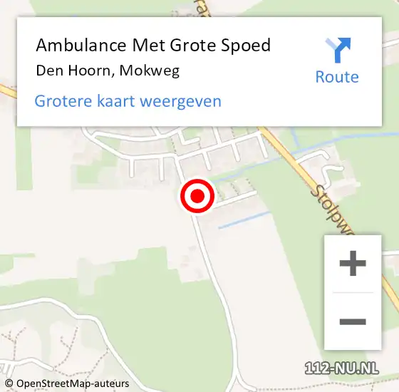 Locatie op kaart van de 112 melding: Ambulance Met Grote Spoed Naar Den Hoorn, Mokweg op 14 september 2024 16:10