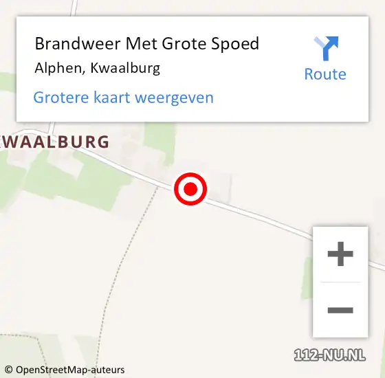 Locatie op kaart van de 112 melding: Brandweer Met Grote Spoed Naar Alphen, Kwaalburg op 14 september 2024 16:13