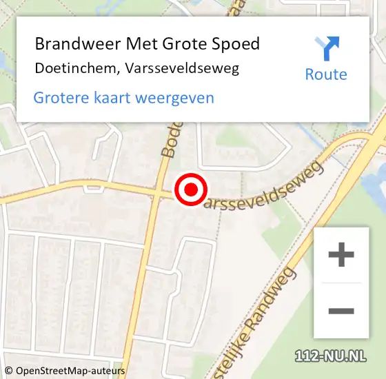 Locatie op kaart van de 112 melding: Brandweer Met Grote Spoed Naar Doetinchem, Varsseveldseweg op 14 september 2024 16:32