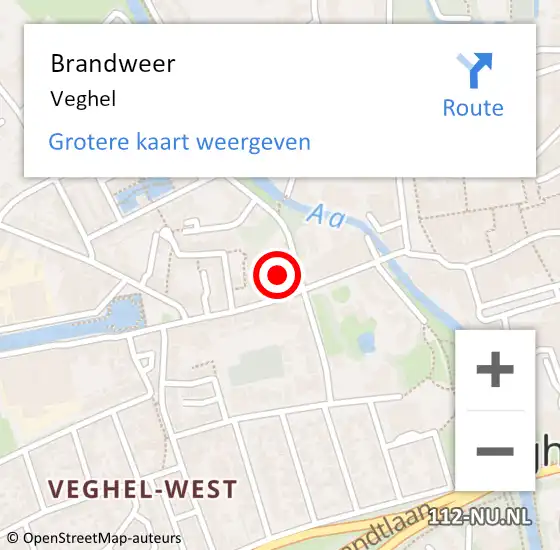 Locatie op kaart van de 112 melding: Brandweer Veghel op 14 september 2024 16:36