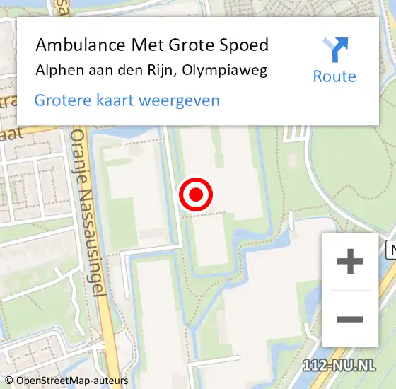 Locatie op kaart van de 112 melding: Ambulance Met Grote Spoed Naar Alphen aan den Rijn, Olympiaweg op 14 september 2024 16:41