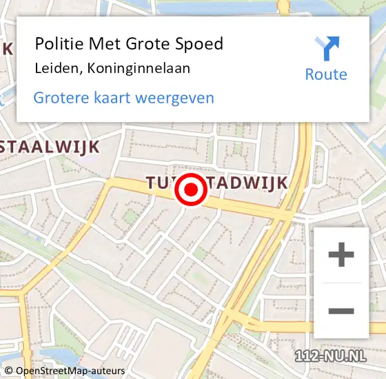 Locatie op kaart van de 112 melding: Politie Met Grote Spoed Naar Leiden, Koninginnelaan op 14 september 2024 16:41