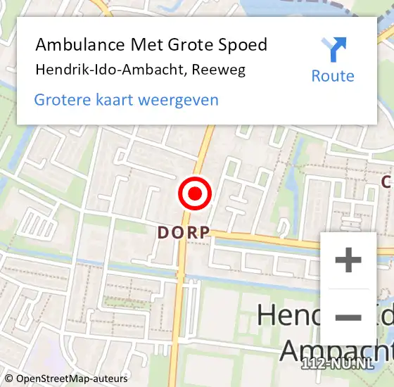 Locatie op kaart van de 112 melding: Ambulance Met Grote Spoed Naar Hendrik-Ido-Ambacht, Reeweg op 14 september 2024 16:49