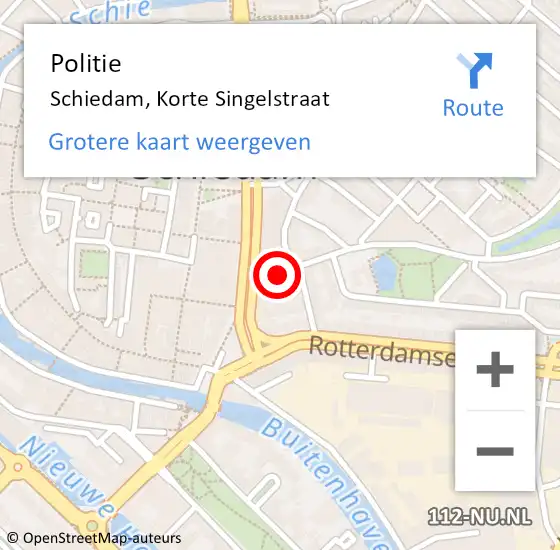 Locatie op kaart van de 112 melding: Politie Schiedam, Korte Singelstraat op 14 september 2024 16:56