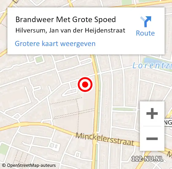 Locatie op kaart van de 112 melding: Brandweer Met Grote Spoed Naar Hilversum, Jan van der Heijdenstraat op 14 september 2024 17:13