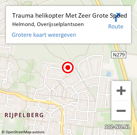 Locatie op kaart van de 112 melding: Trauma helikopter Met Zeer Grote Spoed Naar Helmond, Overijsselplantsoen op 14 september 2024 17:36