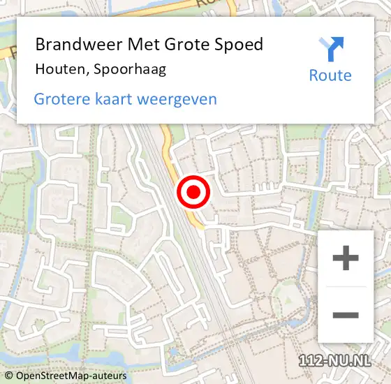 Locatie op kaart van de 112 melding: Brandweer Met Grote Spoed Naar Houten, Spoorhaag op 14 september 2024 18:17