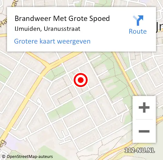 Locatie op kaart van de 112 melding: Brandweer Met Grote Spoed Naar IJmuiden, Uranusstraat op 14 september 2024 18:23