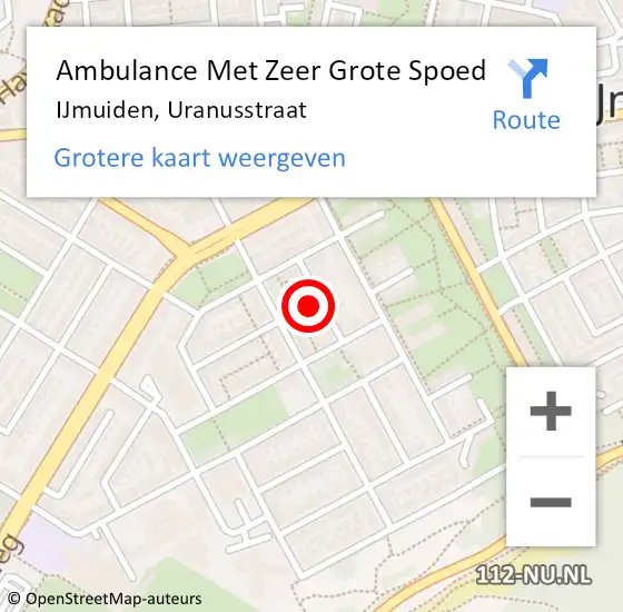 Locatie op kaart van de 112 melding: Ambulance Met Zeer Grote Spoed Naar IJmuiden, Uranusstraat op 14 september 2024 18:23