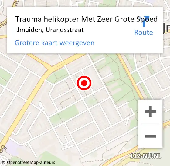 Locatie op kaart van de 112 melding: Trauma helikopter Met Zeer Grote Spoed Naar IJmuiden, Uranusstraat op 14 september 2024 18:24