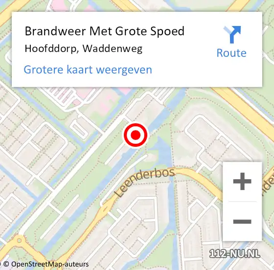 Locatie op kaart van de 112 melding: Brandweer Met Grote Spoed Naar Hoofddorp, Waddenweg op 14 september 2024 18:36