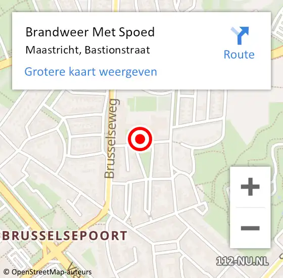 Locatie op kaart van de 112 melding: Brandweer Met Spoed Naar Maastricht, Bastionstraat op 14 september 2024 19:05