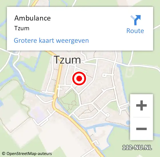 Locatie op kaart van de 112 melding: Ambulance Tzum op 14 september 2024 19:07