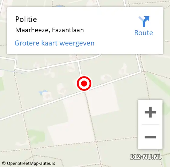 Locatie op kaart van de 112 melding: Politie Maarheeze, Fazantlaan op 14 september 2024 19:18