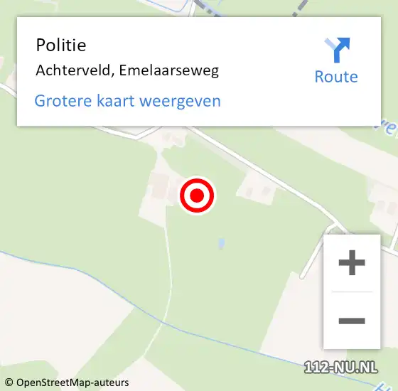 Locatie op kaart van de 112 melding: Politie Achterveld, Emelaarseweg op 14 september 2024 19:20