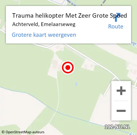 Locatie op kaart van de 112 melding: Trauma helikopter Met Zeer Grote Spoed Naar Achterveld, Emelaarseweg op 14 september 2024 19:21