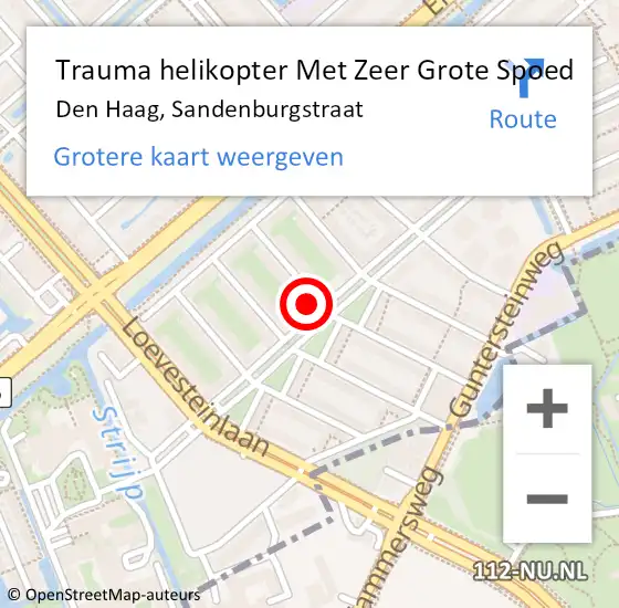 Locatie op kaart van de 112 melding: Trauma helikopter Met Zeer Grote Spoed Naar Den Haag, Sandenburgstraat op 14 september 2024 19:22