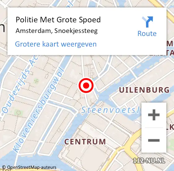 Locatie op kaart van de 112 melding: Politie Met Grote Spoed Naar Amsterdam, Snoekjessteeg op 14 september 2024 19:31