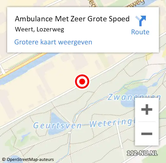 Locatie op kaart van de 112 melding: Ambulance Met Zeer Grote Spoed Naar Weert, Lozerweg op 14 september 2024 19:38