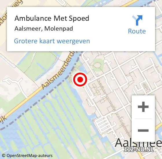 Locatie op kaart van de 112 melding: Ambulance Met Spoed Naar Aalsmeer, Molenpad op 14 september 2024 19:40