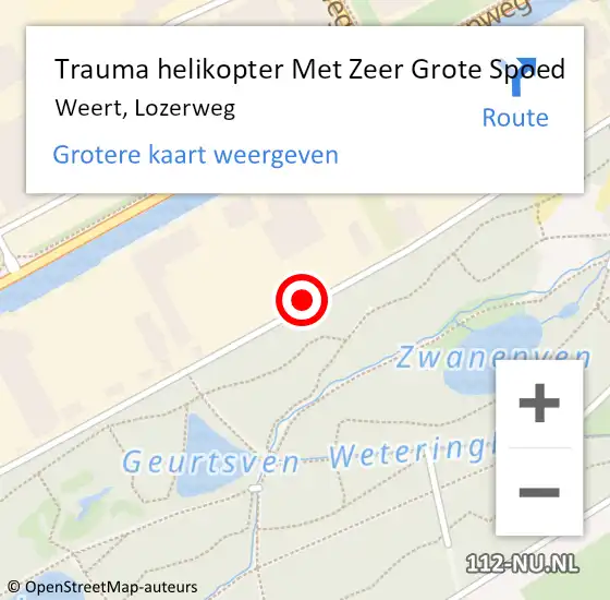 Locatie op kaart van de 112 melding: Trauma helikopter Met Zeer Grote Spoed Naar Weert, Lozerweg op 14 september 2024 19:41