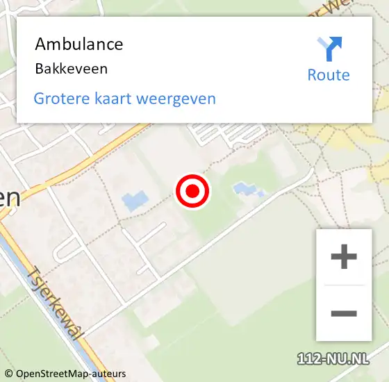 Locatie op kaart van de 112 melding: Ambulance Bakkeveen op 14 september 2024 19:49