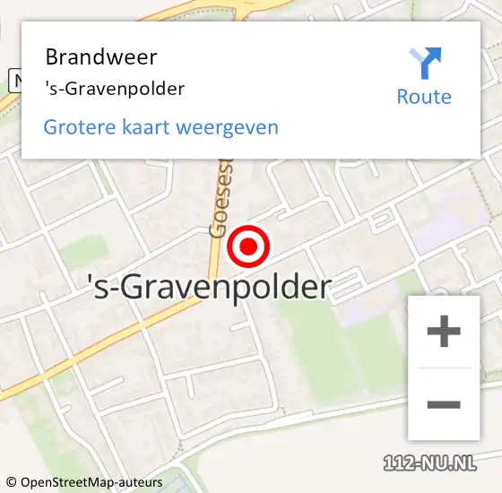 Locatie op kaart van de 112 melding: Brandweer 's-Gravenpolder op 14 september 2024 19:59